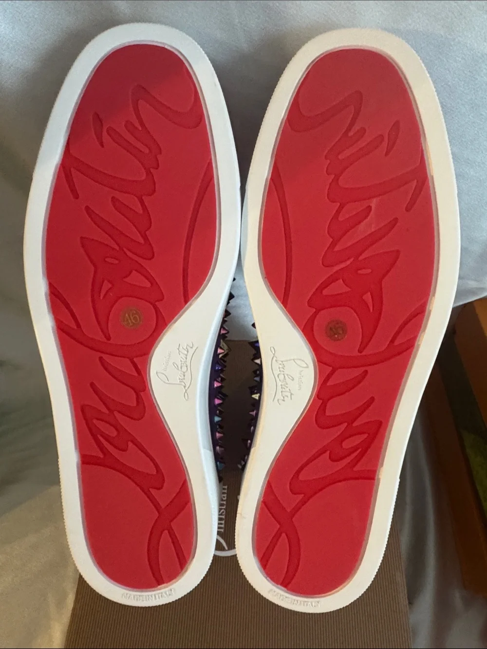 New! Christian Louboutin Louis Pik Pik Orlato high-top sneakers/ “Red Bottoms”